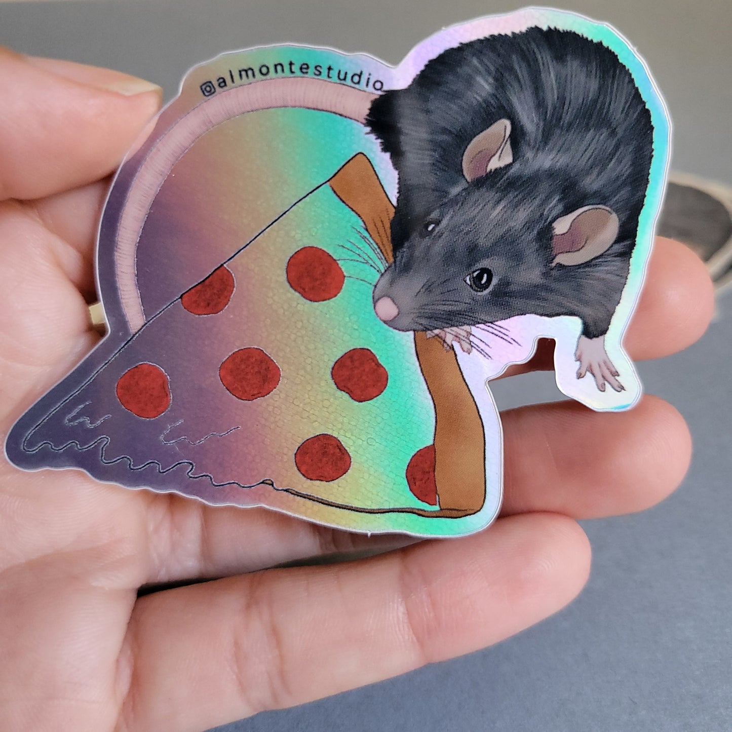 Pizza Rat Holographic Sticker