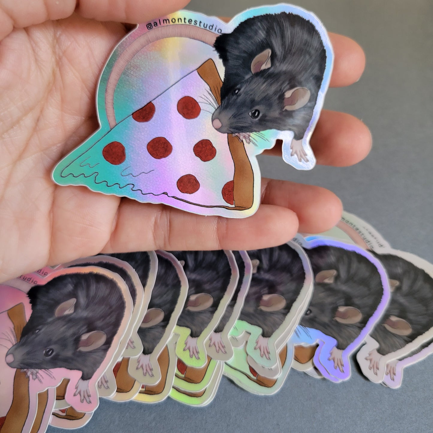 Pizza Rat Holographic Sticker