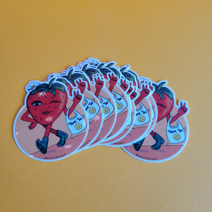 Shopping Strawberry Vinyl Sticker