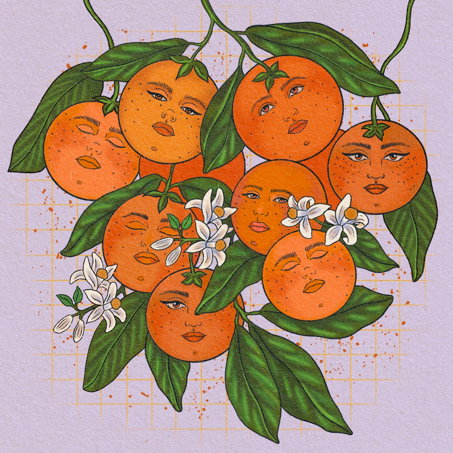 Orange Gals Art Print